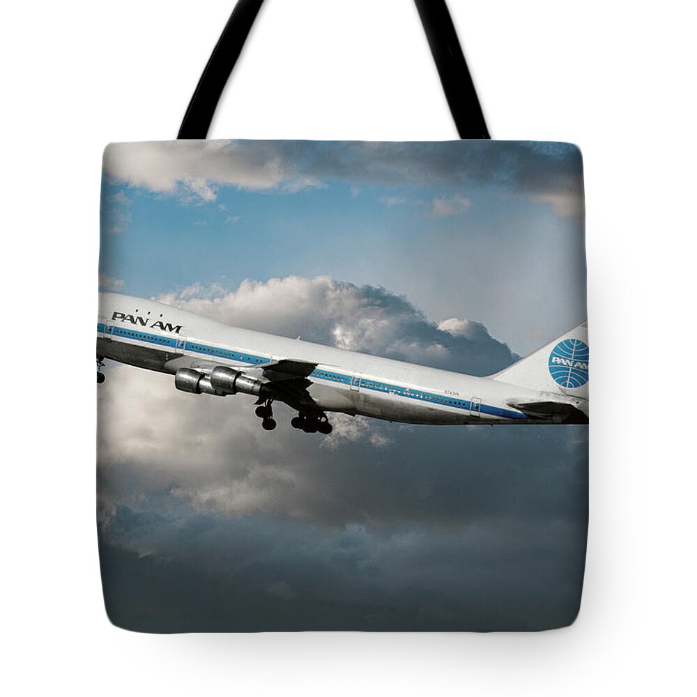 Pan American World Airways Tote Bag featuring the photograph Pan American Boeing 747 at Los Angeles Airport by Erik Simonsen