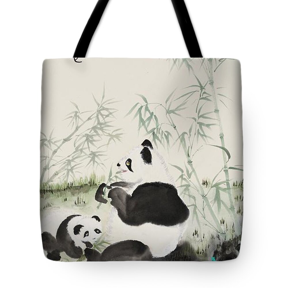 Chinese Watercolor Tote Bag featuring the painting Mother Love Forever by Jenny Sanders