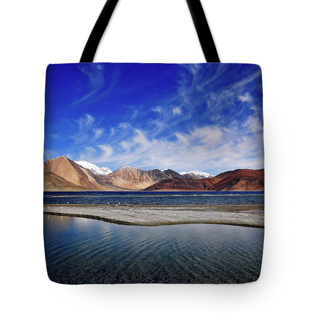 Tranquility Tote Bag featuring the photograph Pangong Lake, Ladakh by Jayk7