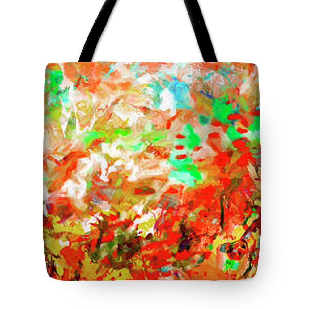 Abstract Tote Bag featuring the mixed media Panoramic Landscape Dreams of Nature by Ginette Callaway