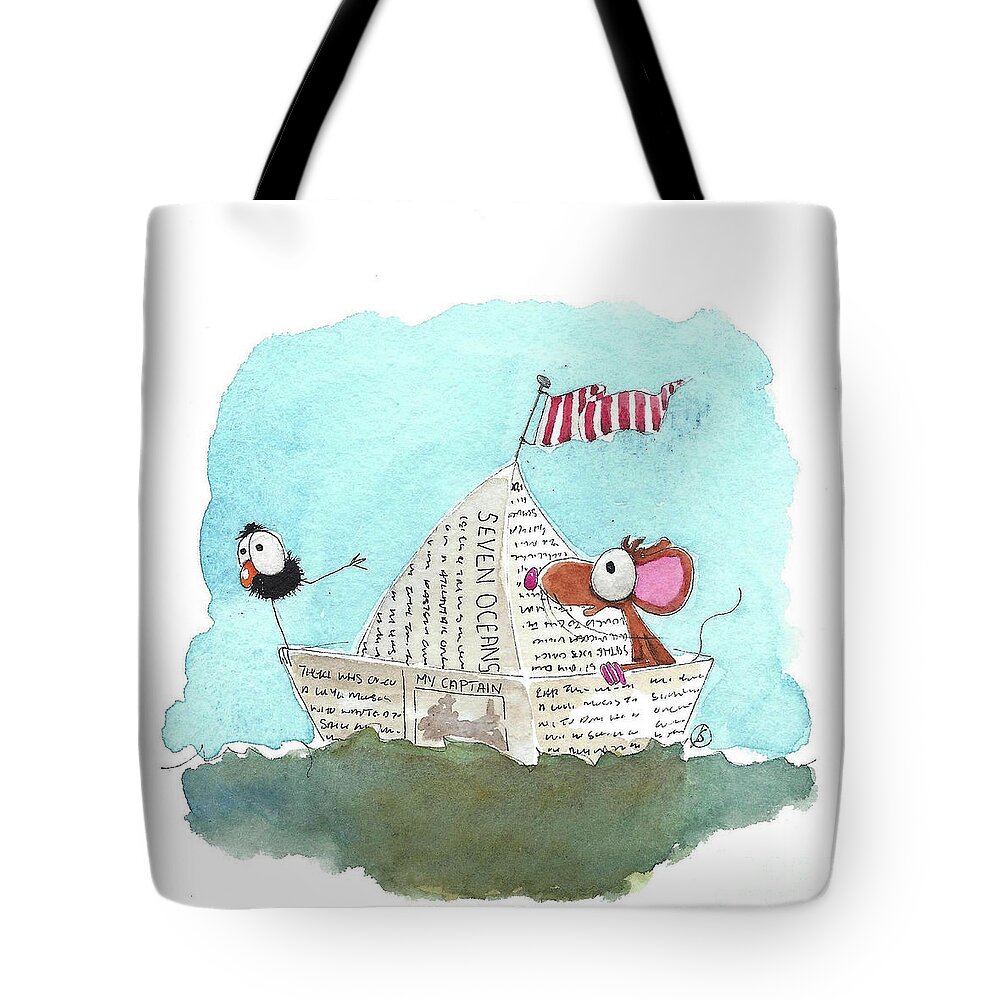 Mouse Tote Bag featuring the painting Paper Sails by Lucia Stewart
