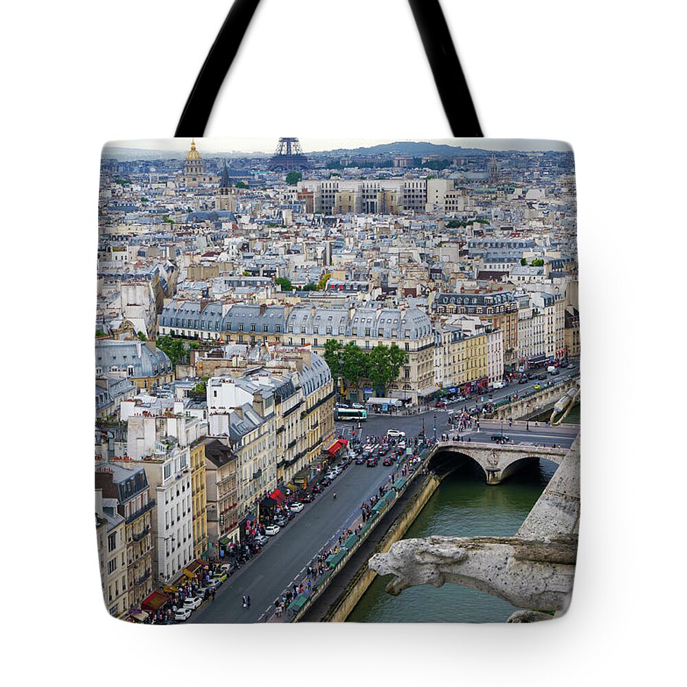 Notre Dame Tote Bag featuring the photograph Paris as Seen from Notre Dame 06 by Richard A Brown