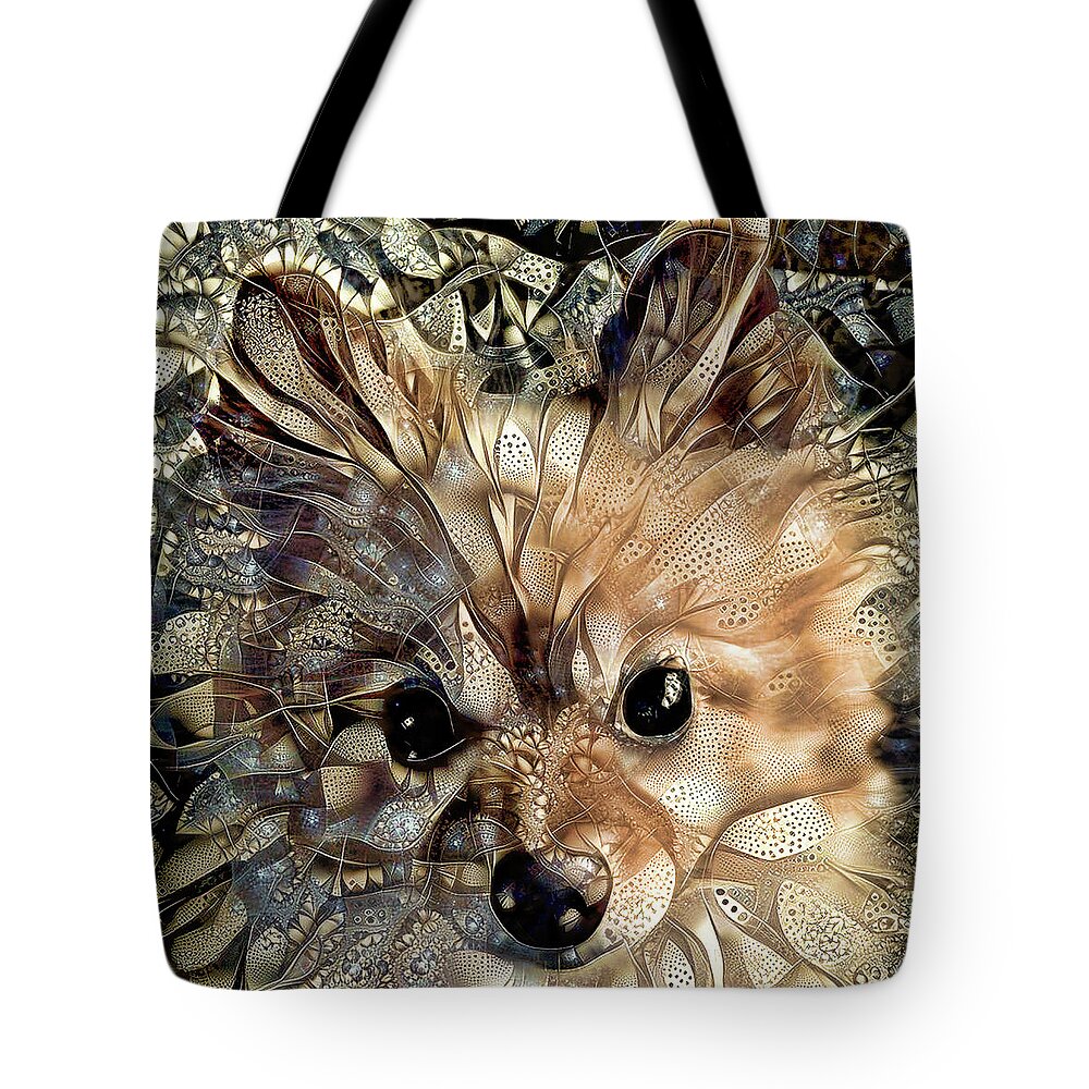 Pomeranian Dog Tote Bag featuring the digital art Paris the Pomeranian Dog by Peggy Collins