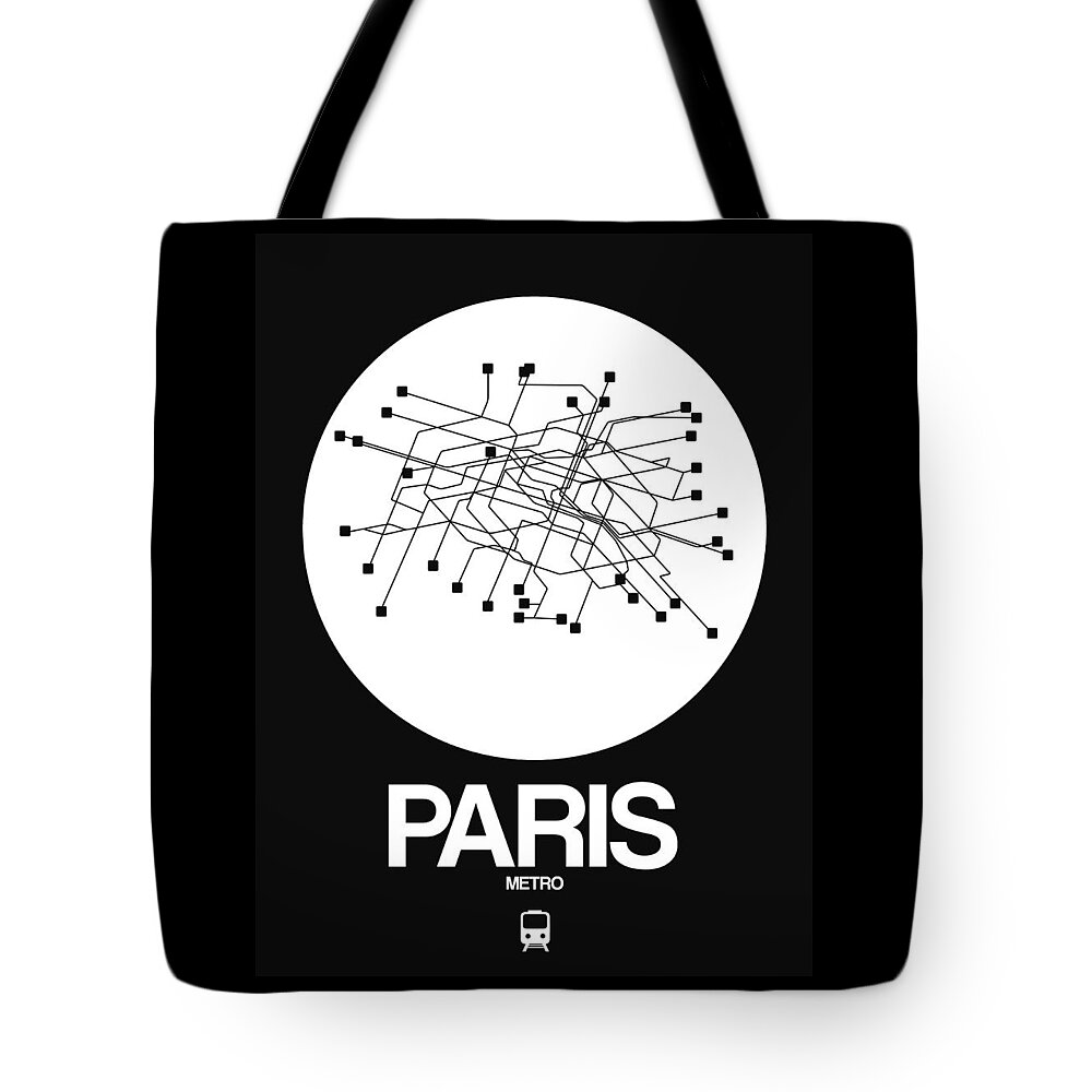 Unique Collection Of Minimalist Subway Maps. American Cities Tote Bag featuring the photograph Paris White Subway Map by Naxart Studio