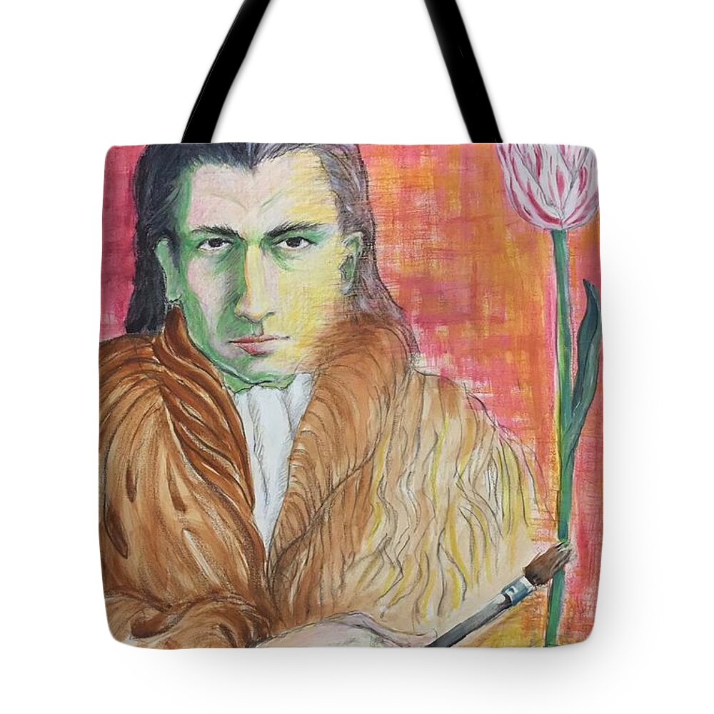 Ricardosart37 Tote Bag featuring the painting Parrot Tulip by Ricardo Penalver deceased