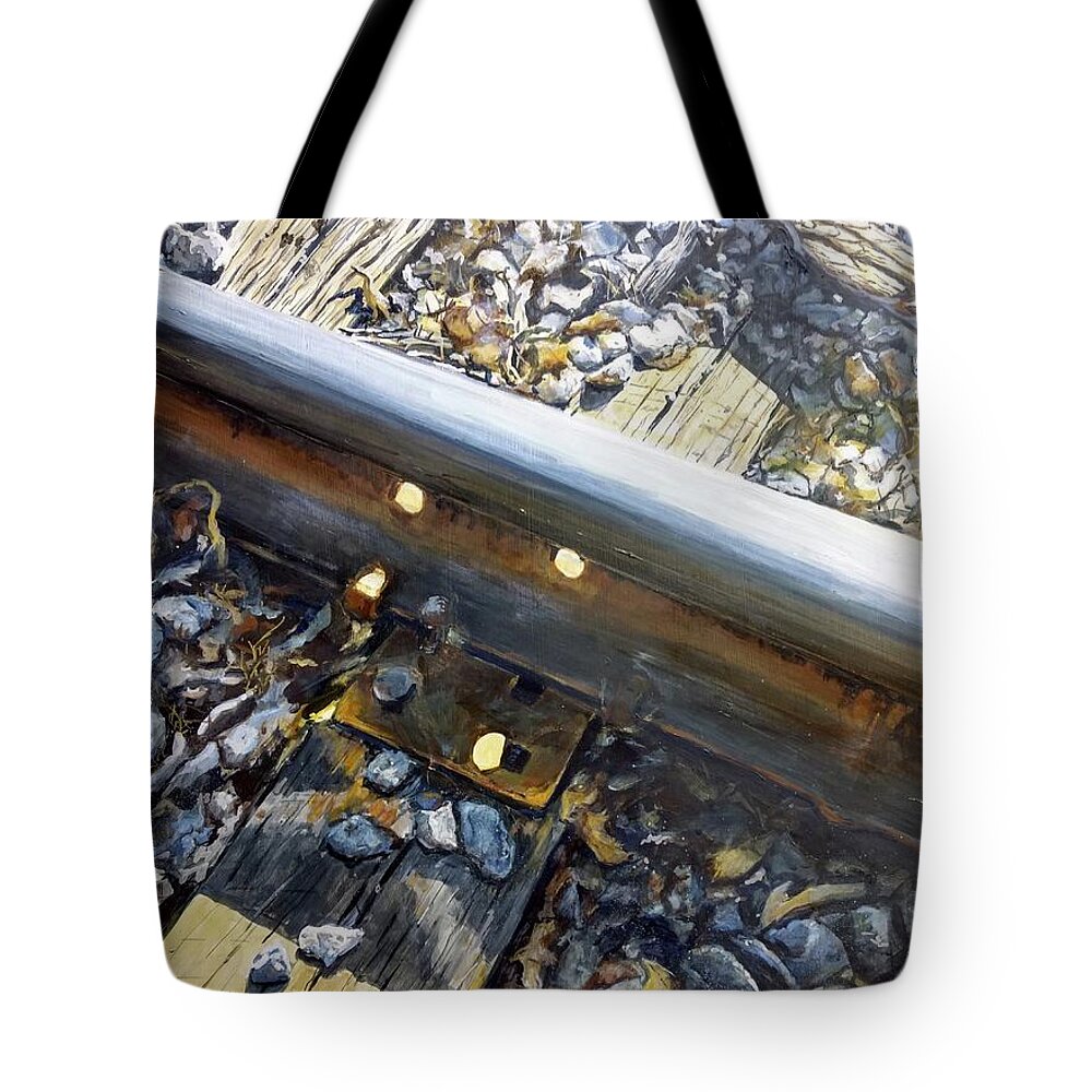 Railroad Tote Bag featuring the painting Passing Through by William Brody