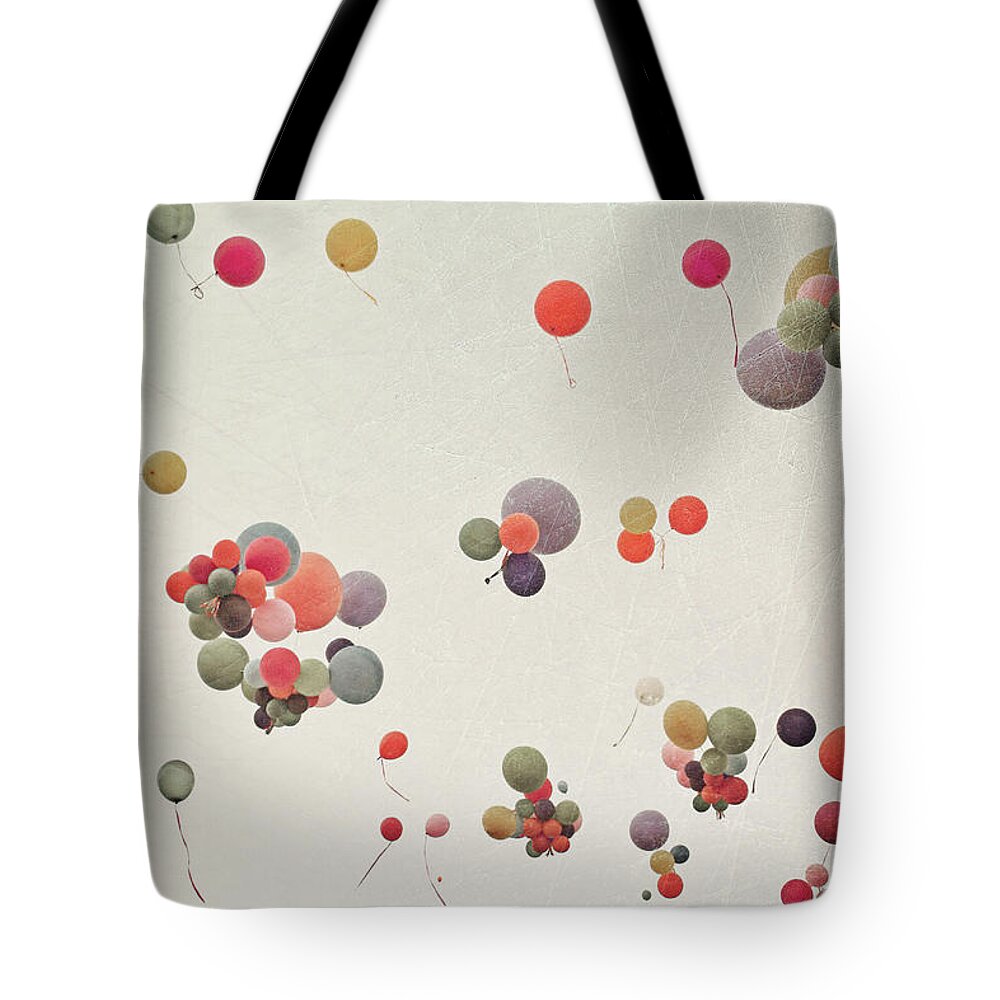 Concert Tote Bag featuring the photograph Pastel Balloons In Sky by Abi Campbell Photography