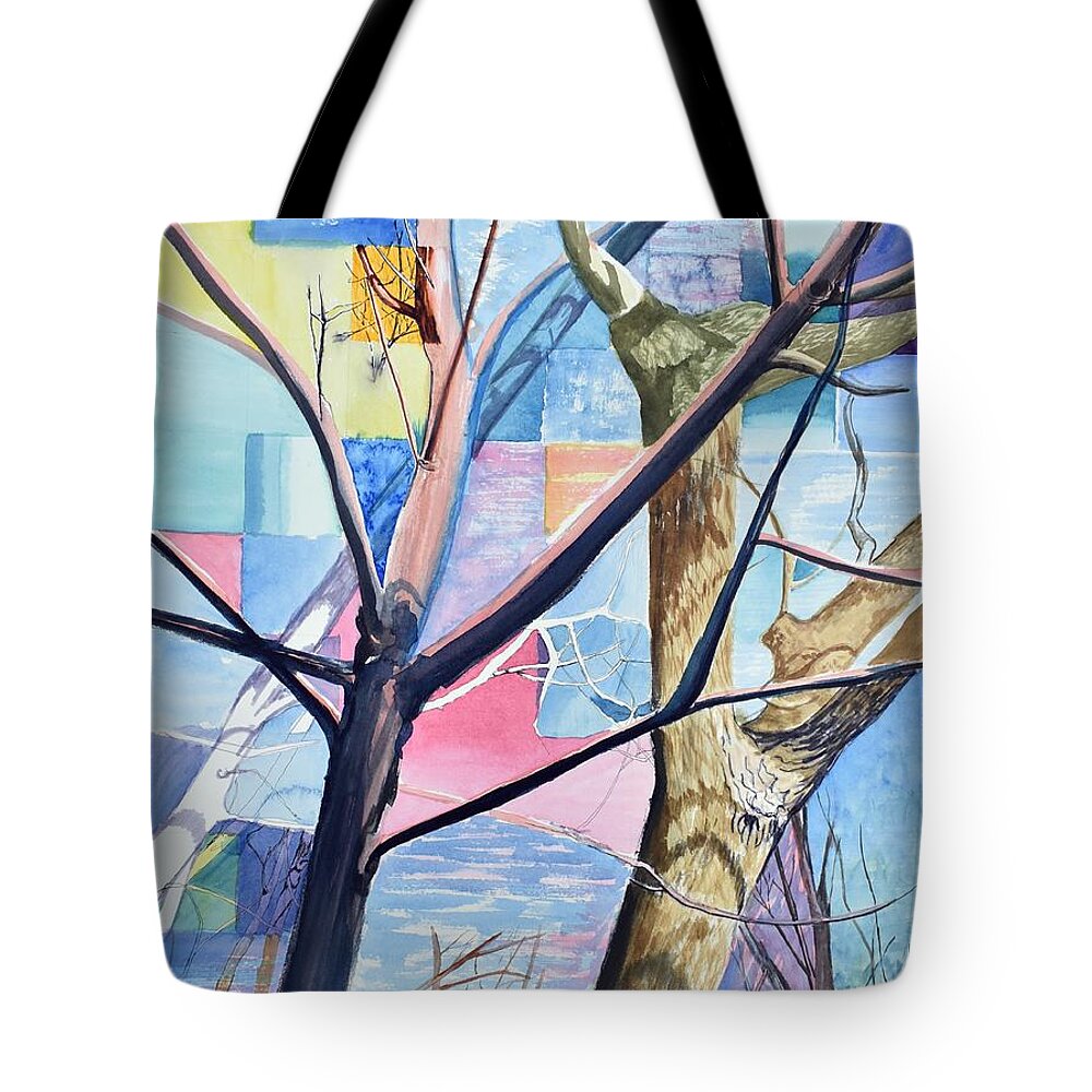 Trees Tote Bag featuring the painting Patchwork Trees by Tammy Nara