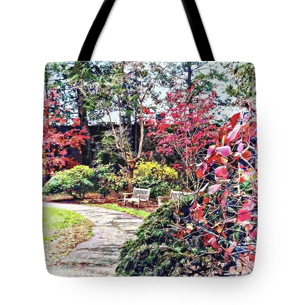 Autumn Tote Bag featuring the photograph Path in Autumn Park by Susan Savad