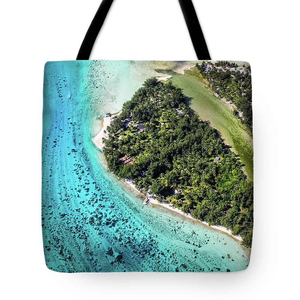 Bora Bora Tote Bag featuring the photograph Bora Bora - pathway to the ocean by Lyl Dil Creations