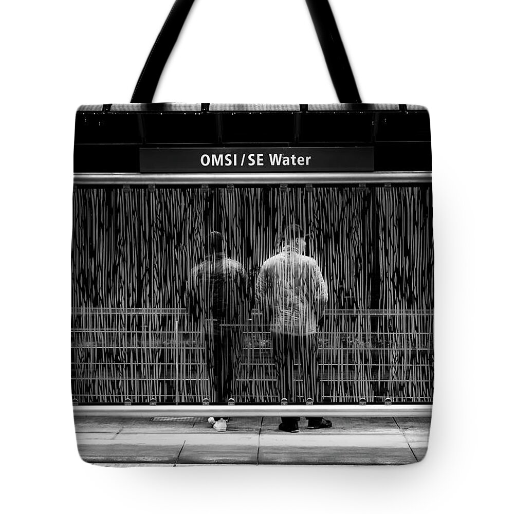 Black And White Tote Bag featuring the photograph Patiently Distorted by Steven Clark