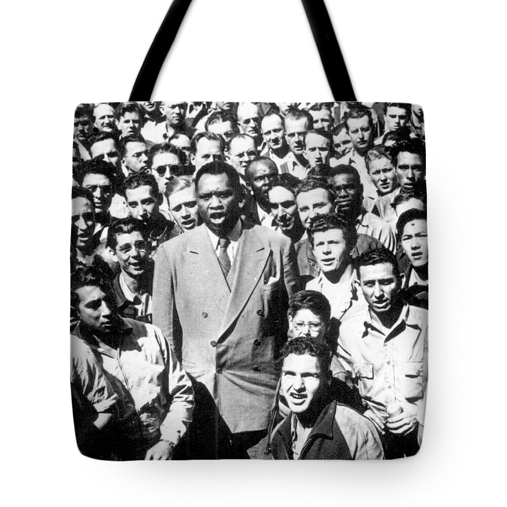 Blacks Tote Bag featuring the painting Paul Robeson, world famous Negro baritone by Wide World photographs