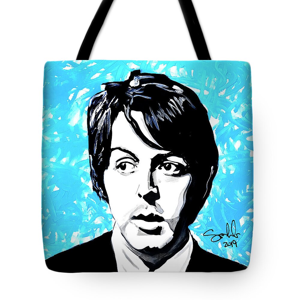 Ringo Starr Tote Bag featuring the painting Paul by Sergio Gutierrez