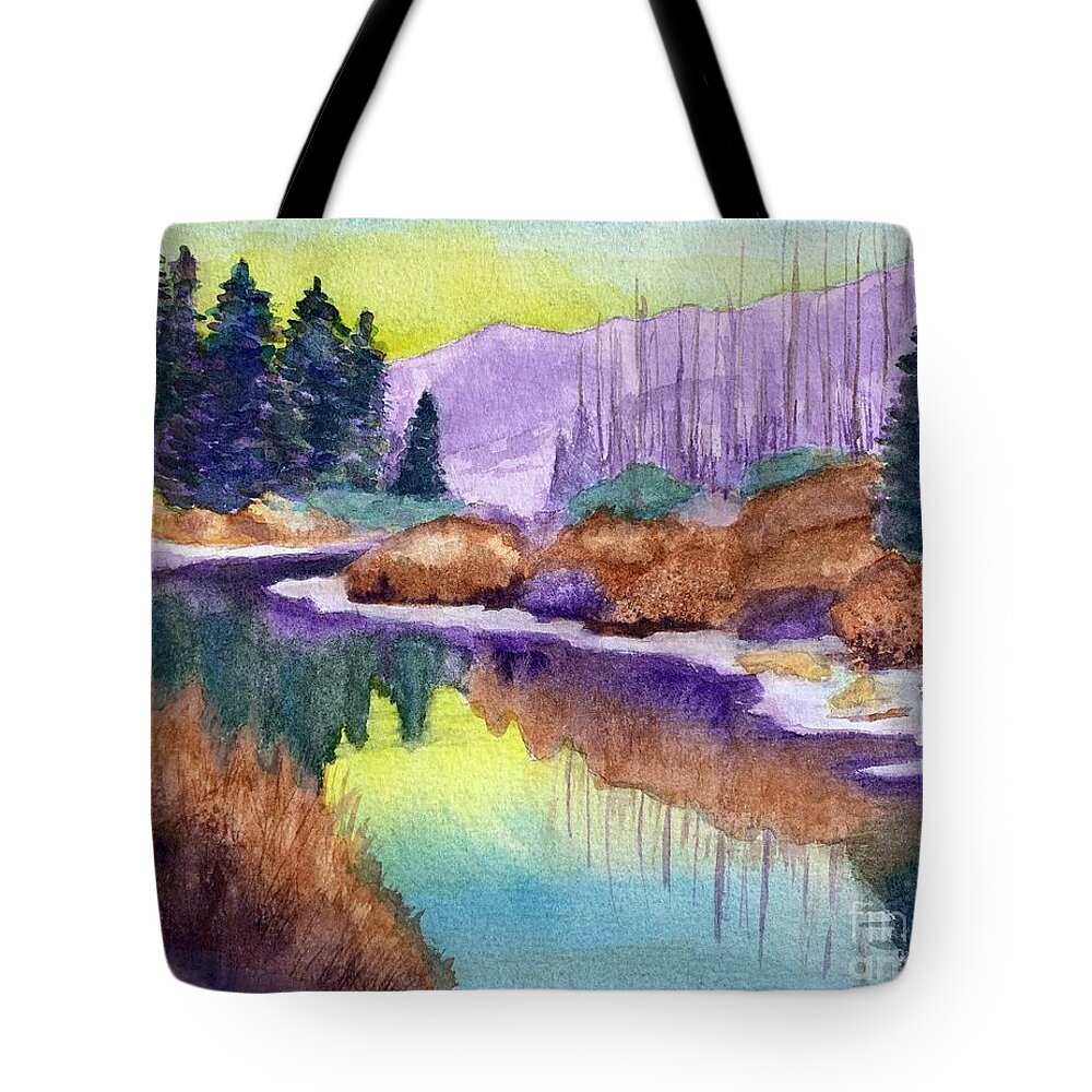 Sun Tote Bag featuring the painting Peace Like a River by Sue Carmony