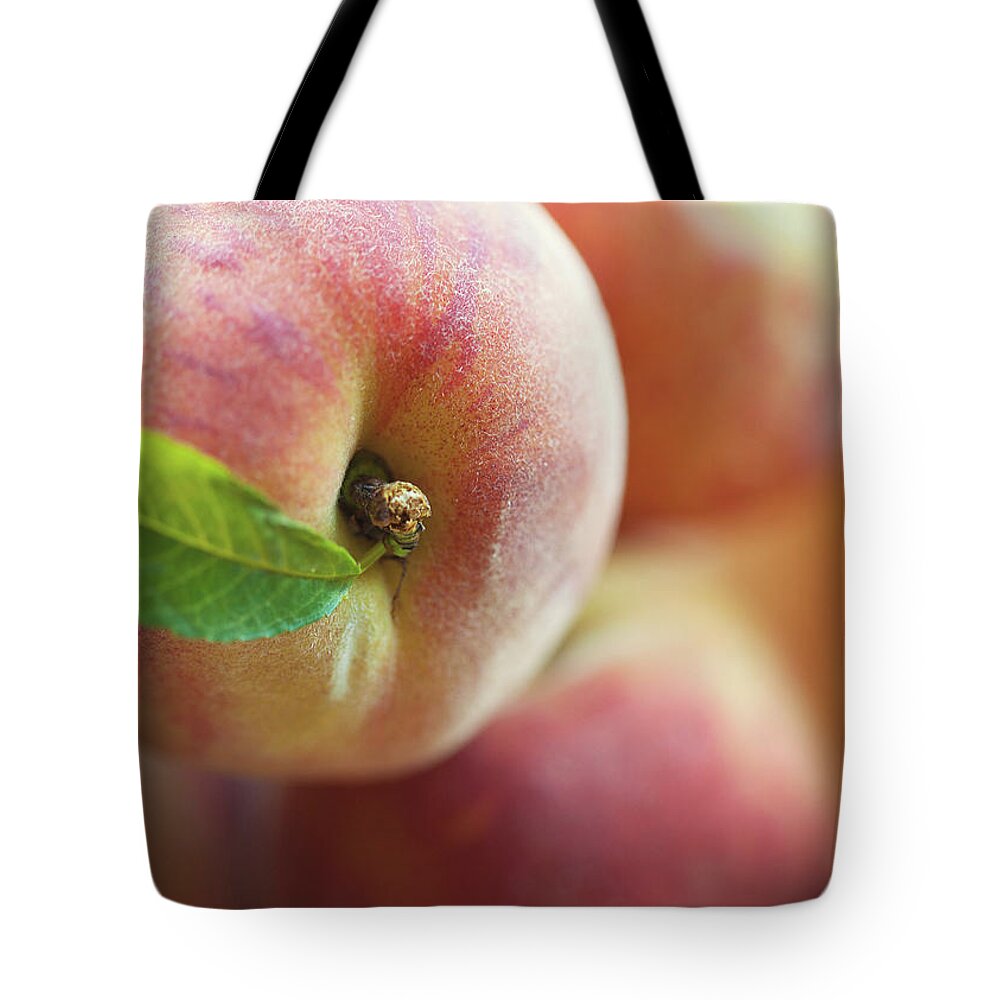 Coral Colored Tote Bag featuring the photograph Peach by Melissa Deakin Photography