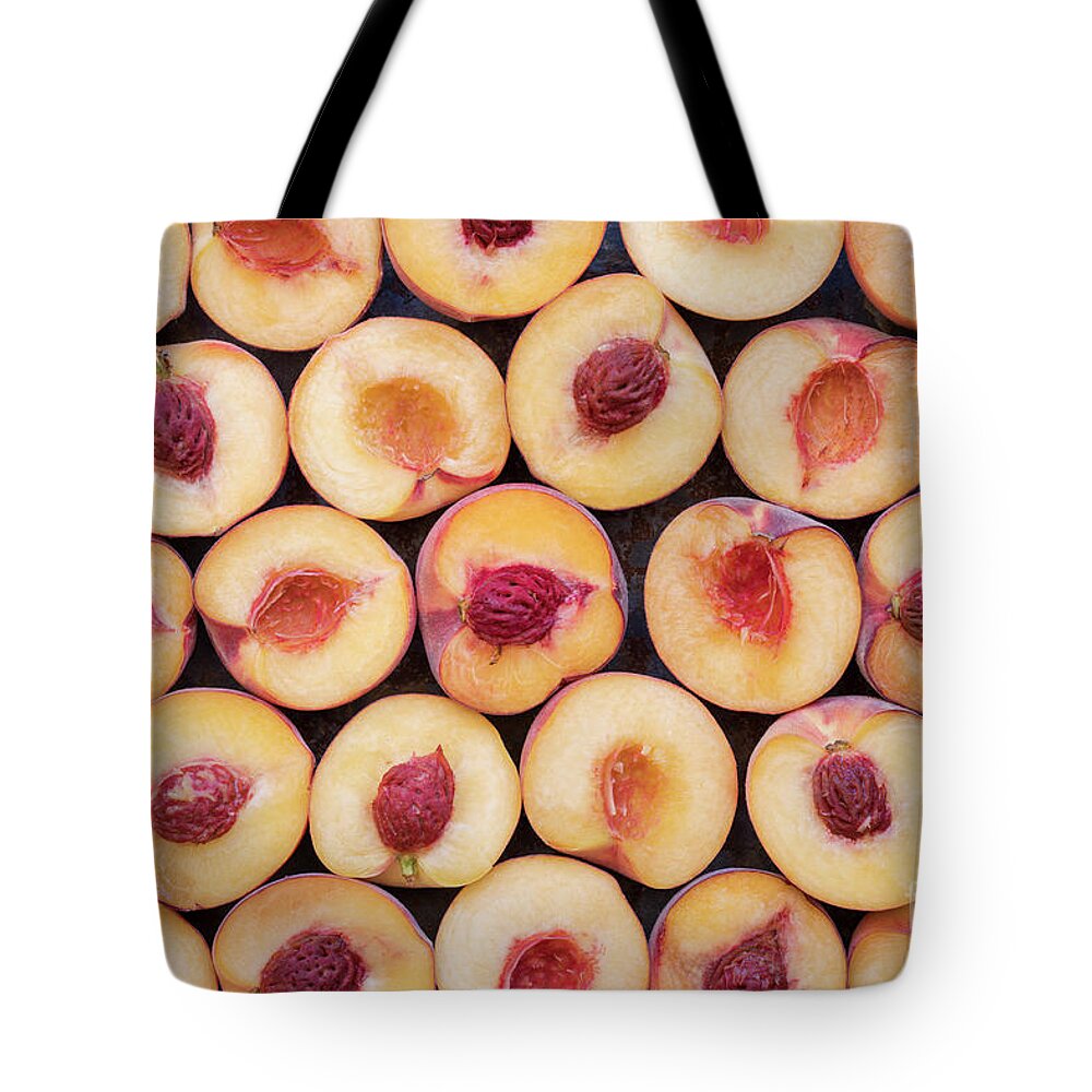 Peaches Tote Bag featuring the photograph Peach Pattern by Tim Gainey
