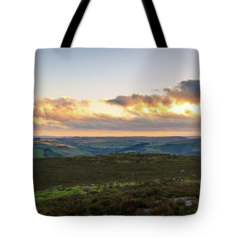 Landscape Tote Bag featuring the photograph Peak District pano 05 by Chris Smith