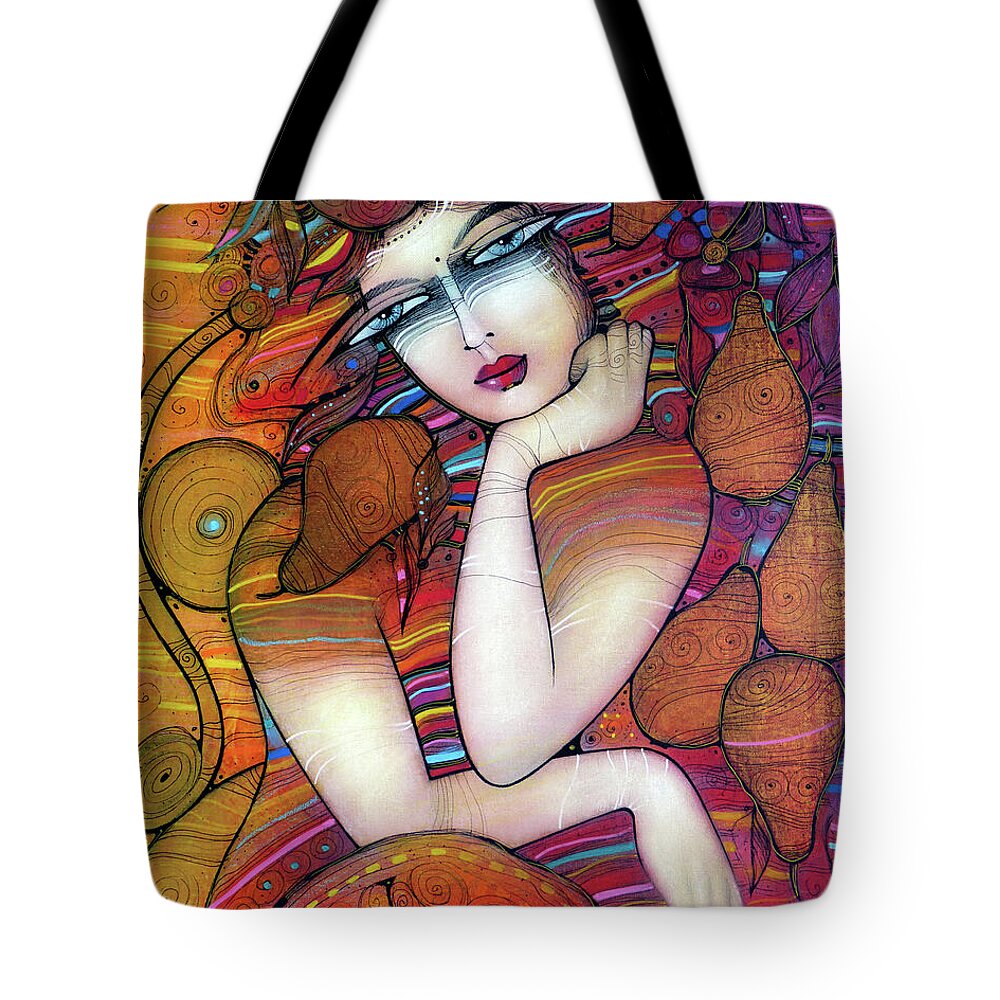 Albena Tote Bag featuring the painting Pear Harvest by Albena Vatcheva