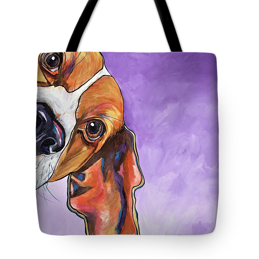 Beagle Dog Tote Bag featuring the painting Peek A Boo Beagle by Patti Schermerhorn