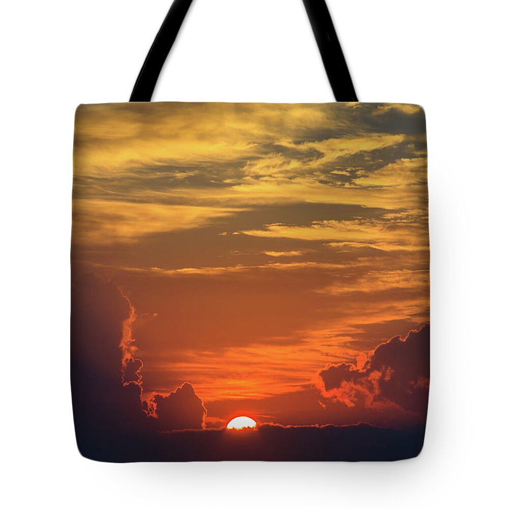 Sunrise Tote Bag featuring the photograph Peeking Sunshine by Briand Sanderson
