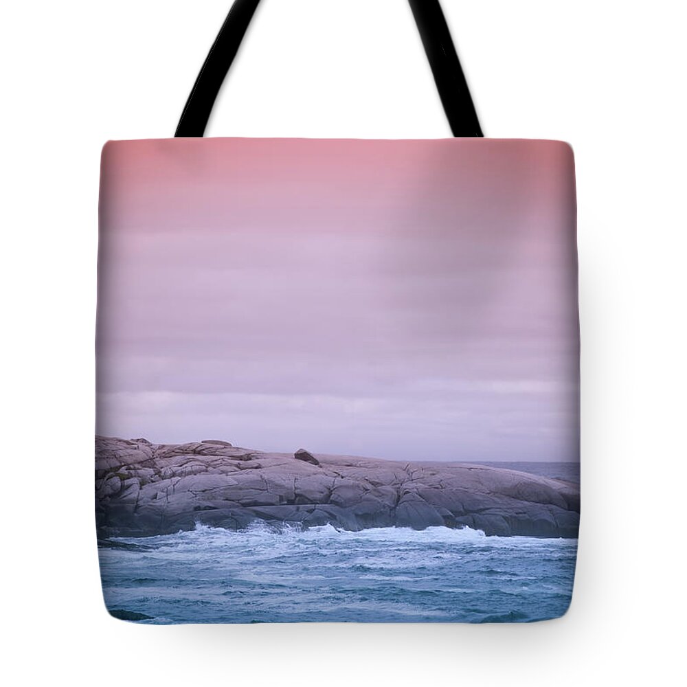 Nautical Equipment Tote Bag featuring the photograph Peggys Cove Lighthouse At Dusk by Sshaw75