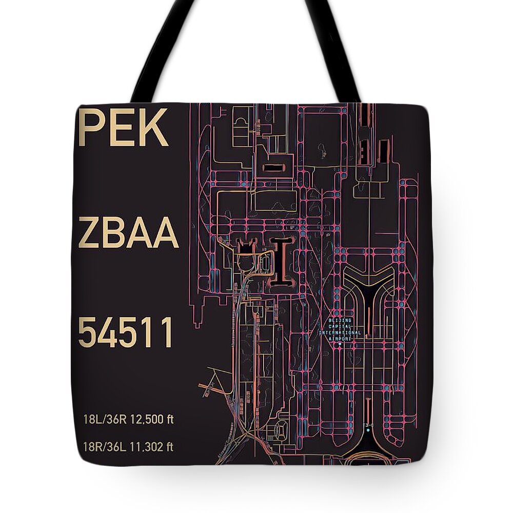Pek Tote Bag featuring the digital art PEK Beijing Capital Airport by HELGE Art Gallery
