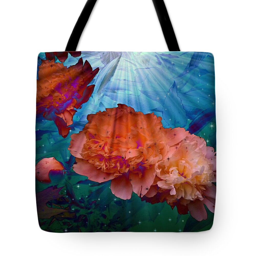 Peony Floral Tote Bag featuring the photograph Peonies Under Water by Mike McBrayer