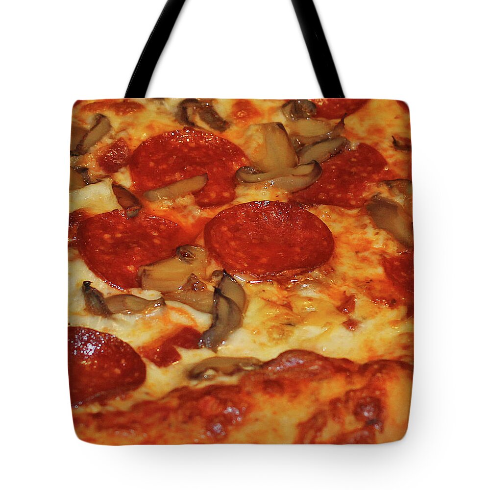 Pepperoni Pizza Mushrooms Tote Bag featuring the photograph Pepperoni Pizza Mushrooms by David Frederick