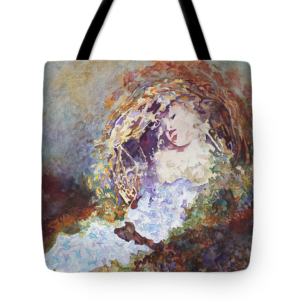 Persephone Tote Bag featuring the painting Perhaps Persephone? by Jenny Armitage