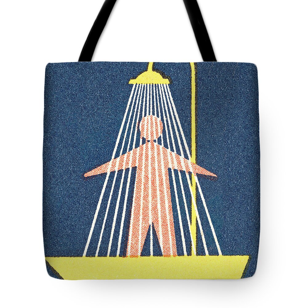 Bath Tote Bag featuring the drawing Person in the shower by CSA Images
