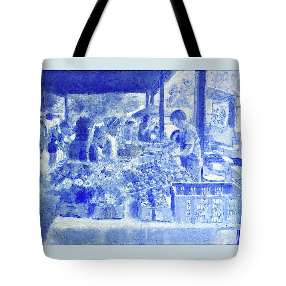 Farmers Market Tote Bag featuring the painting Personal Attention by David Zimmerman