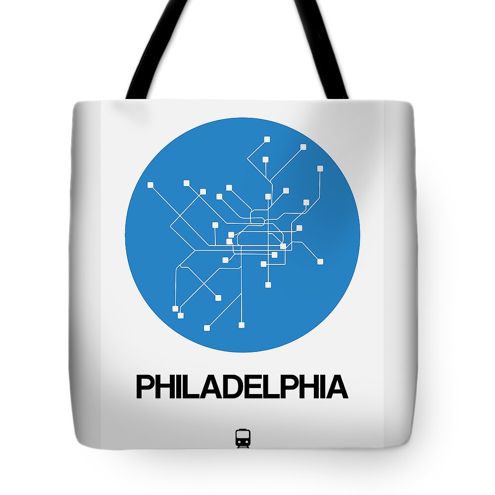 Philadelphia Tote Bag featuring the digital art Philadelphia Blue Subway Map by Naxart Studio