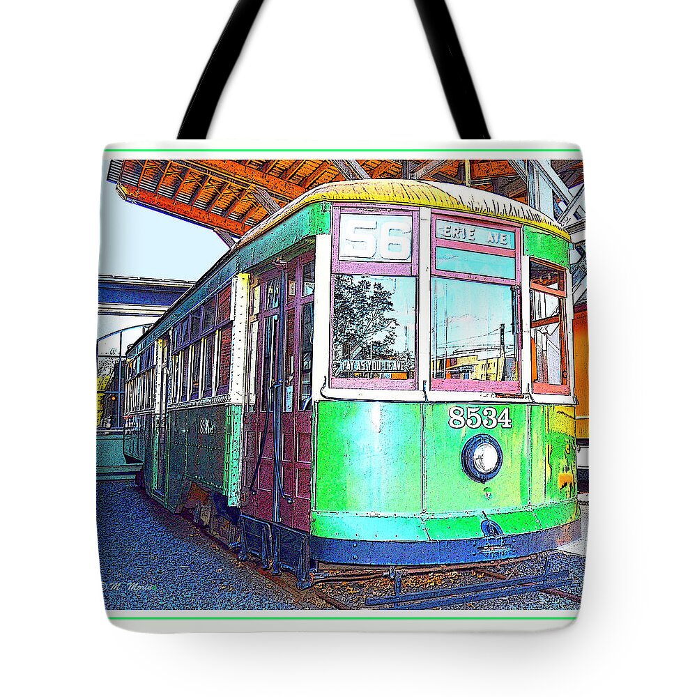 Philadelphia Tote Bag featuring the digital art Philadelphia Trolley Car c1926 by A Macarthur Gurmankin