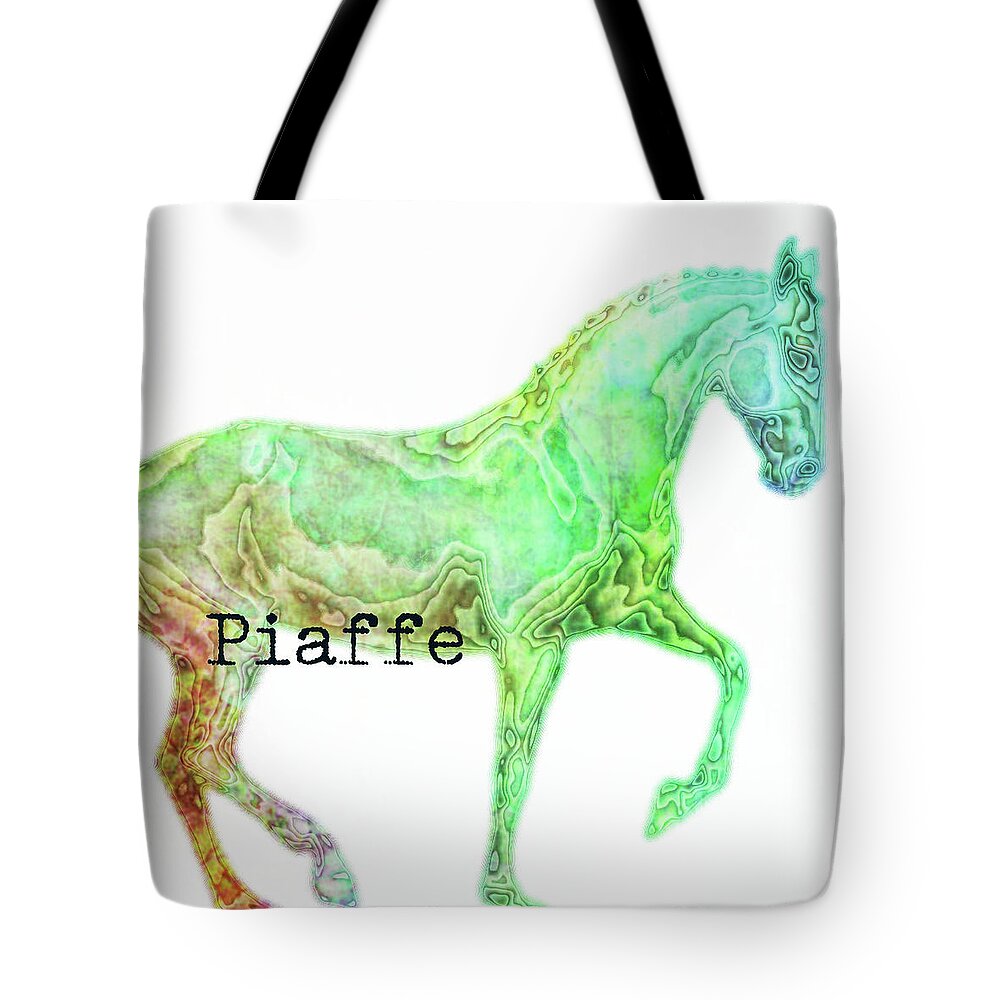 Animated Tote Bag featuring the photograph Piaffe Watercolor Squared by Dressage Design