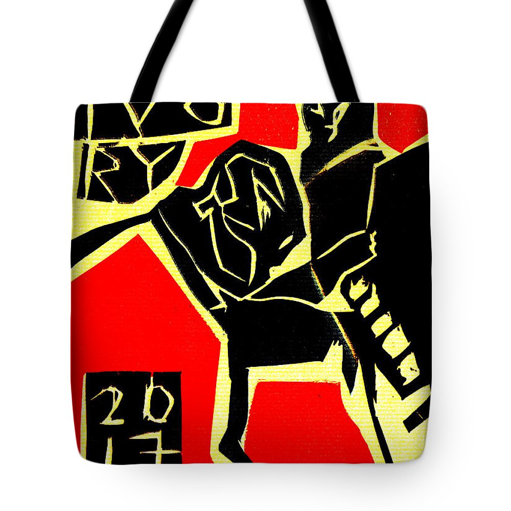 Piano Tote Bag featuring the digital art Piano Player Black Ivory Woodcut Poster 31 by Edgeworth Johnstone