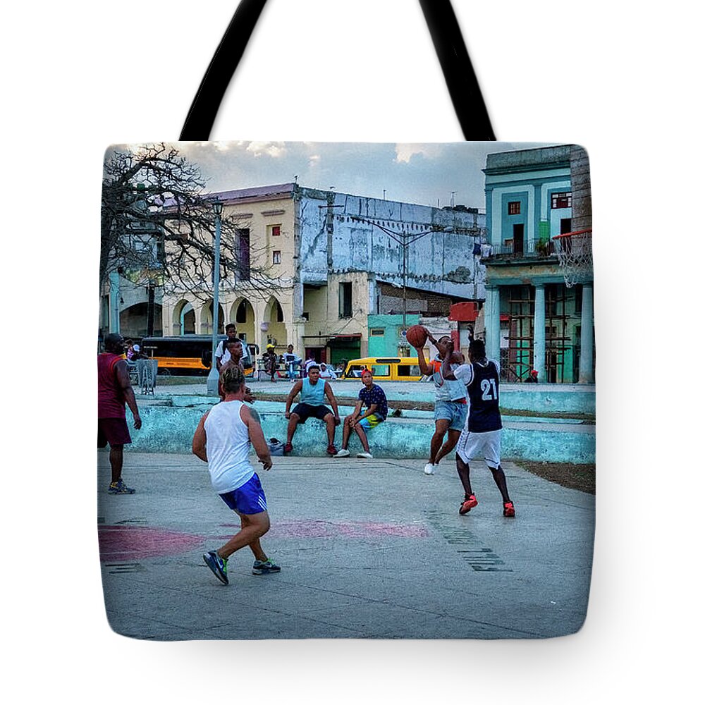 Havana Cuba Tote Bag featuring the photograph Pick Up Basketball by Tom Singleton
