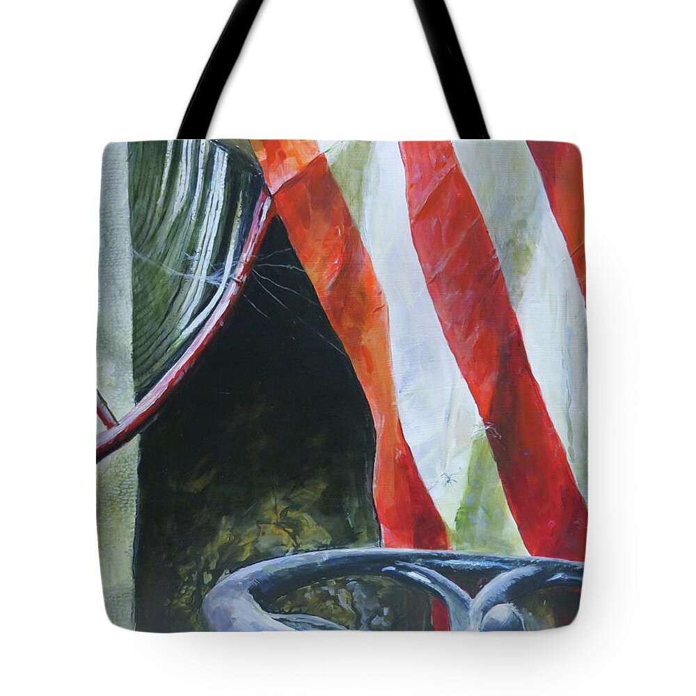 Fire Hose Tote Bag featuring the painting Pieces by William Brody
