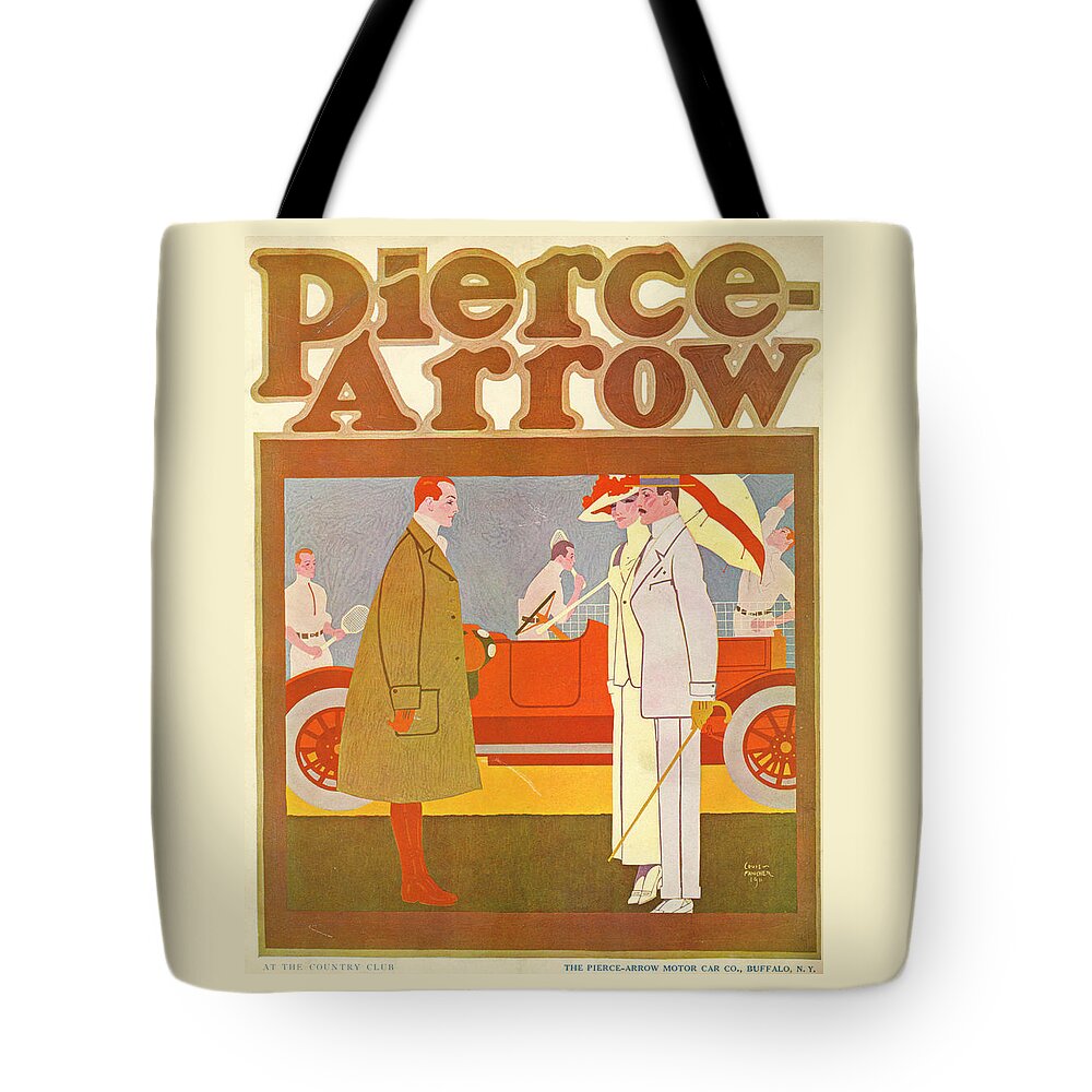 Advertisement Tote Bag featuring the mixed media Pierce-Arrow Advertisement by Louis Fancher