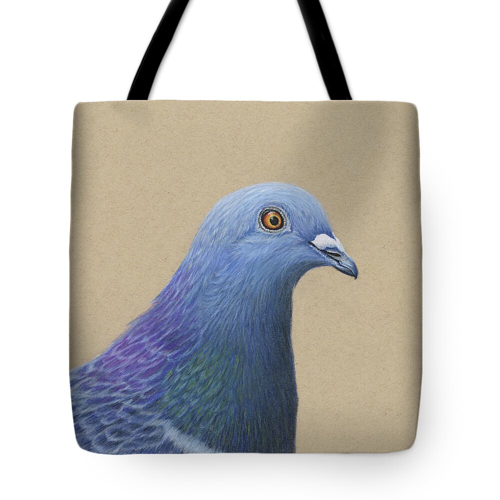 Pigeon Tote Bag featuring the pastel Pigeon by Twyla Francois