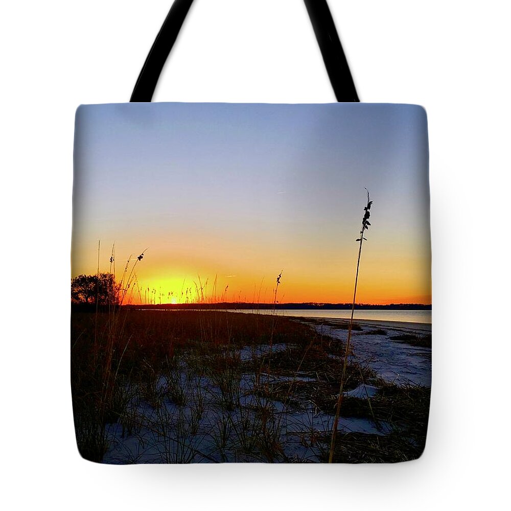 Pine Island Tote Bag featuring the photograph Pine Island Sunset by Dennis Schmidt