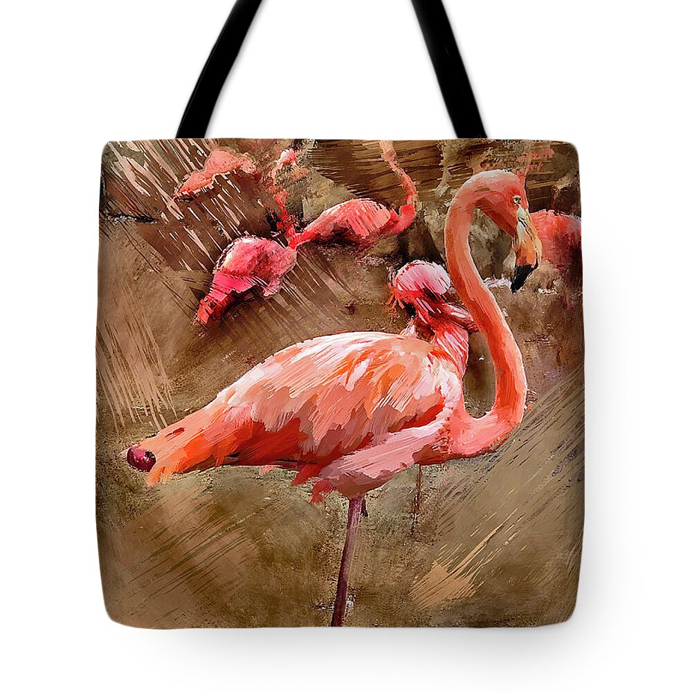 Flamingos Tote Bag featuring the photograph Pink Flamingos by GW Mireles