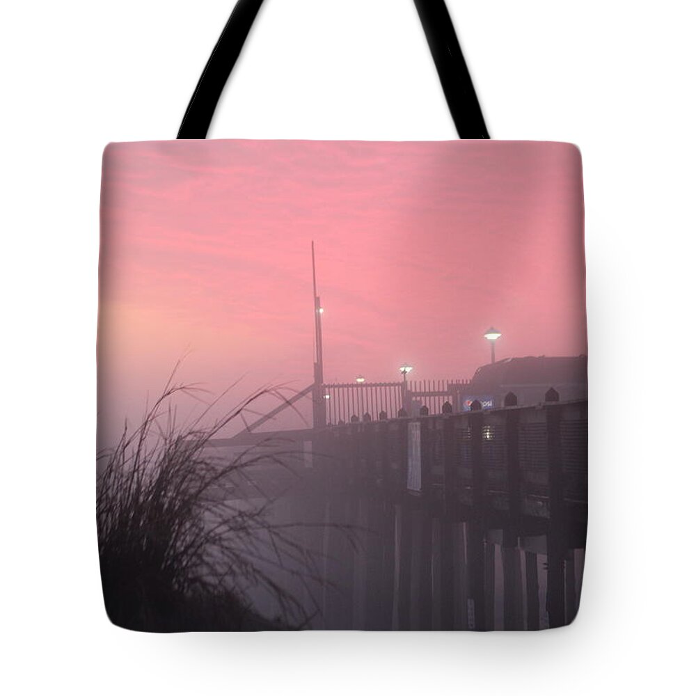 Pink Tote Bag featuring the photograph Pink Fog At Dawn by Robert Banach