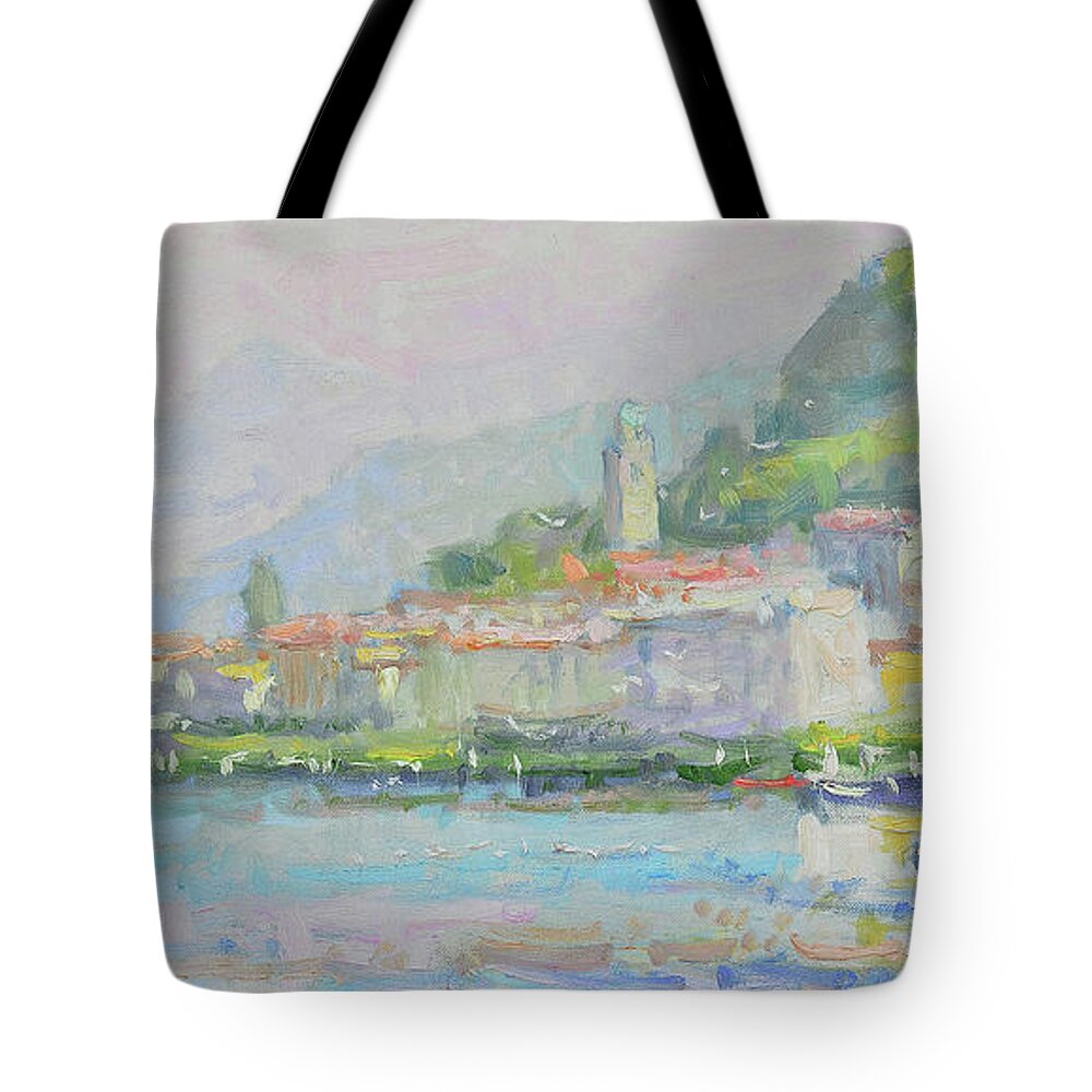 Fresia Tote Bag featuring the painting Pink October Haze by Jerry Fresia