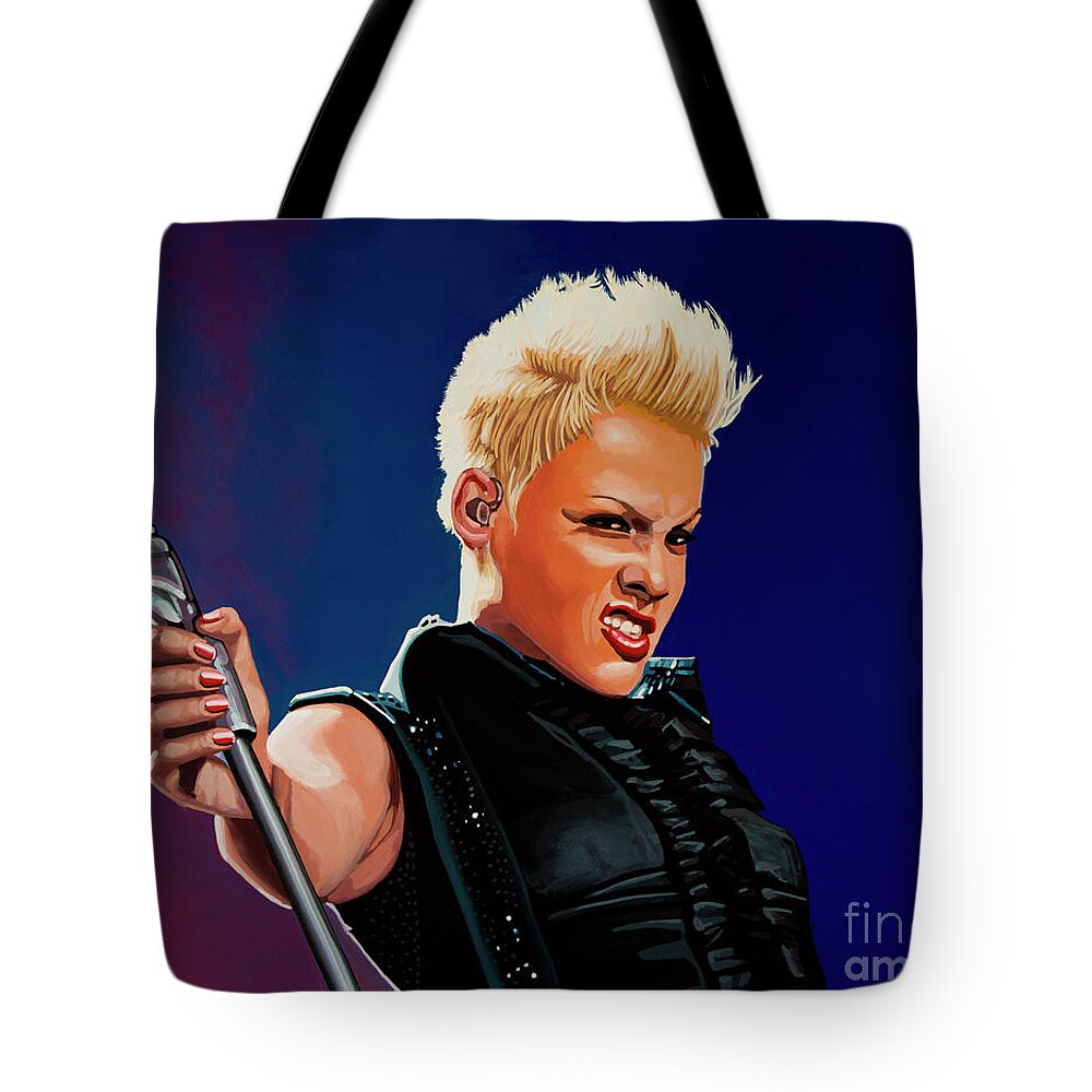 Pink Tote Bag featuring the painting Pink Painting by Paul Meijering