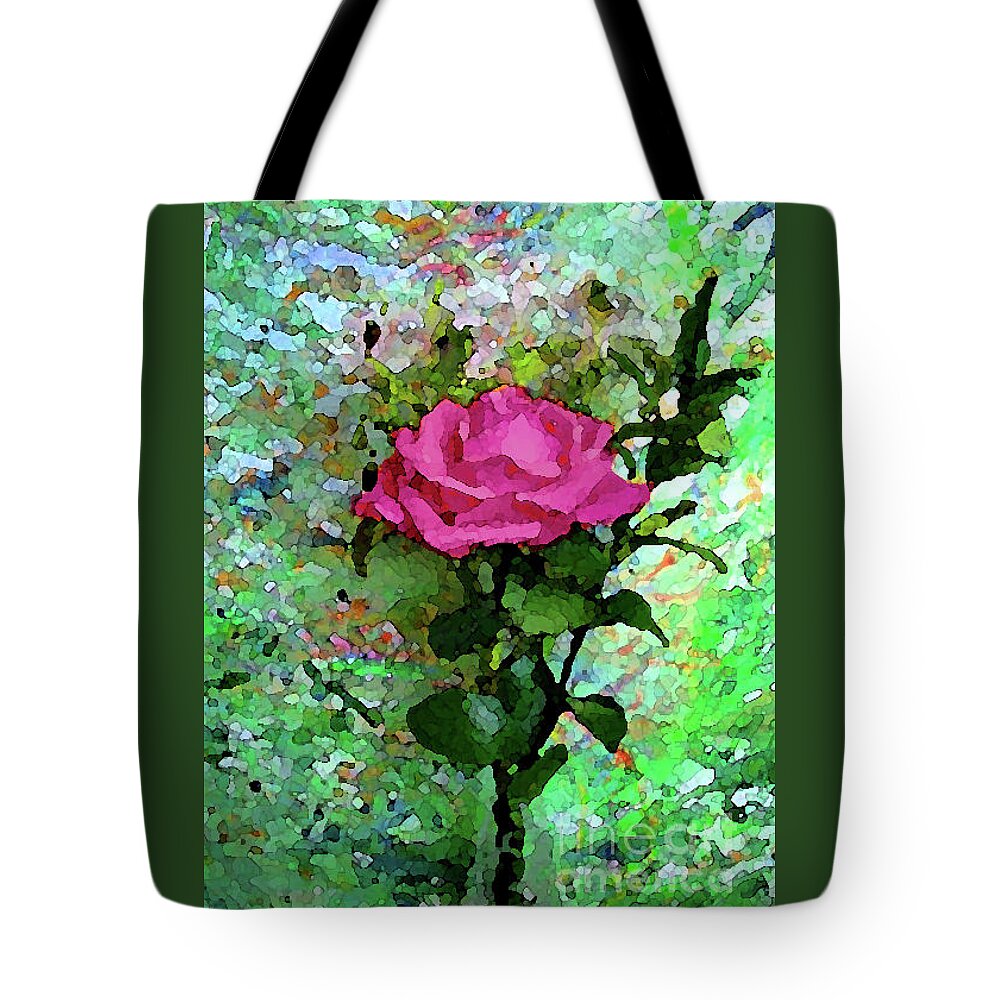 Rose Tote Bag featuring the mixed media Pink Rose 1020 by Corinne Carroll