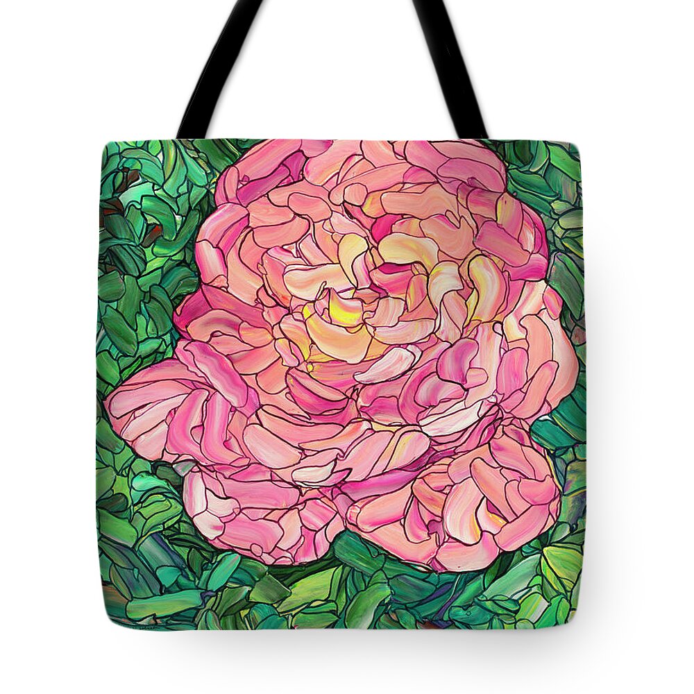 Flowers Tote Bag featuring the painting Pink Rose by James W Johnson