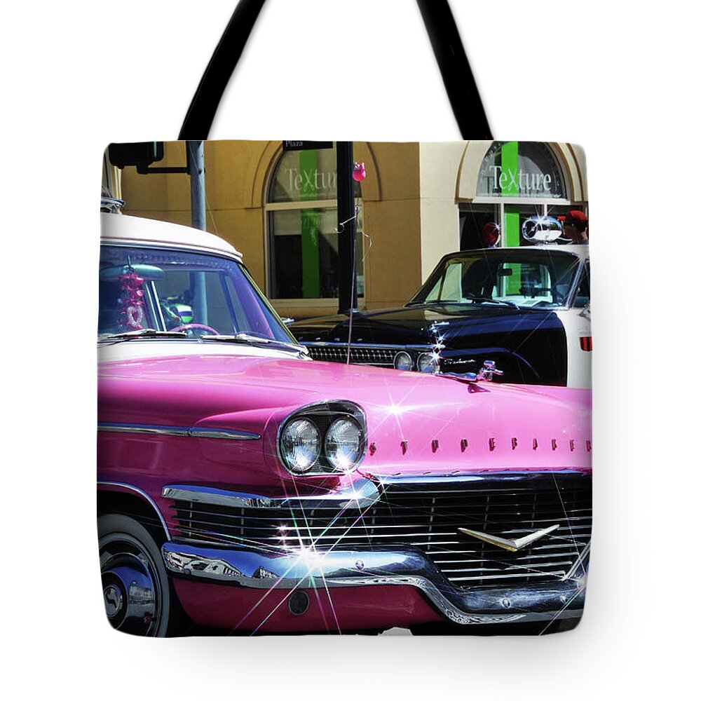 Pink Tote Bag featuring the photograph Pink Studebaker by Jeff Floyd CA