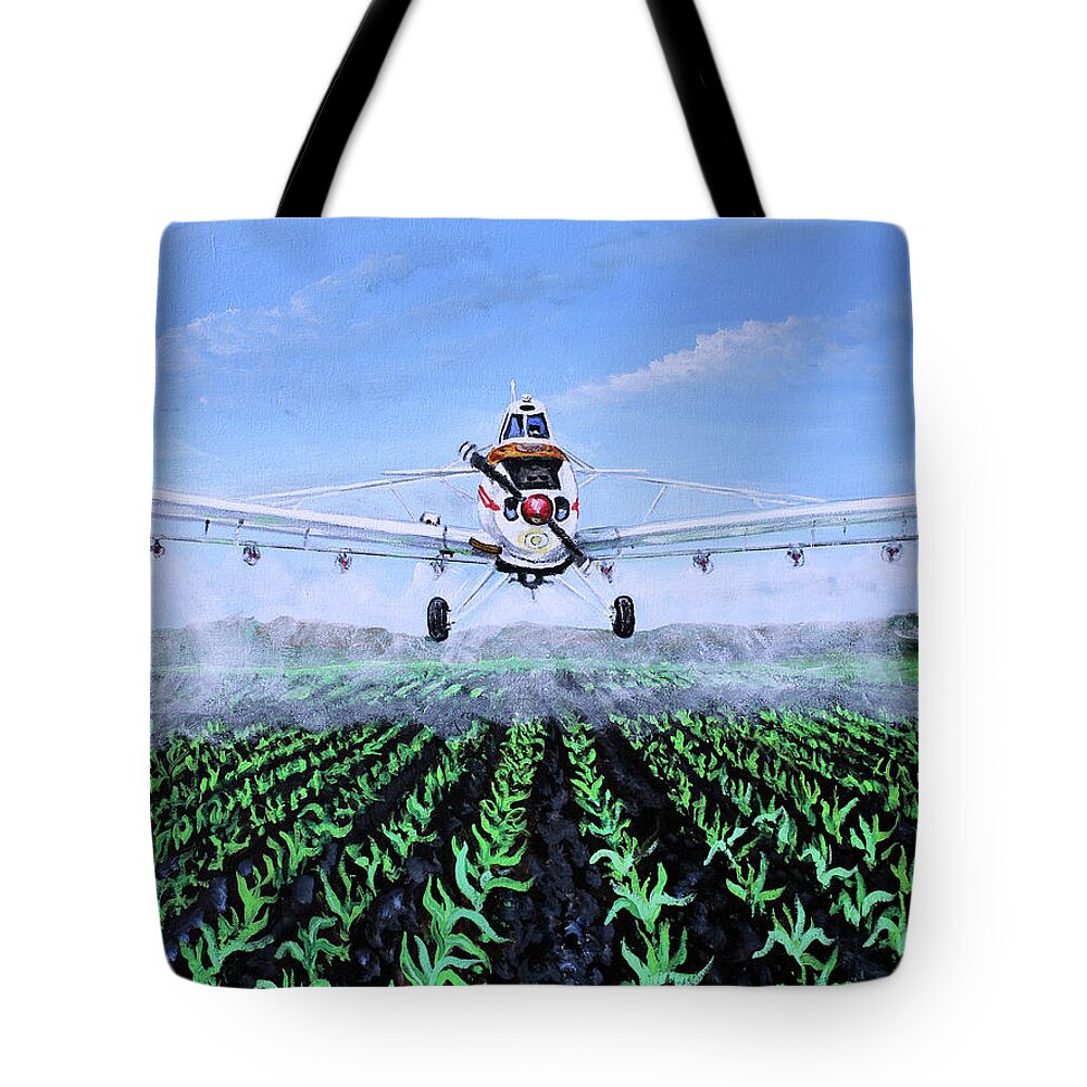Aircraft Tote Bag featuring the painting Piper Pawnee PA-25-235 by Karl Wagner