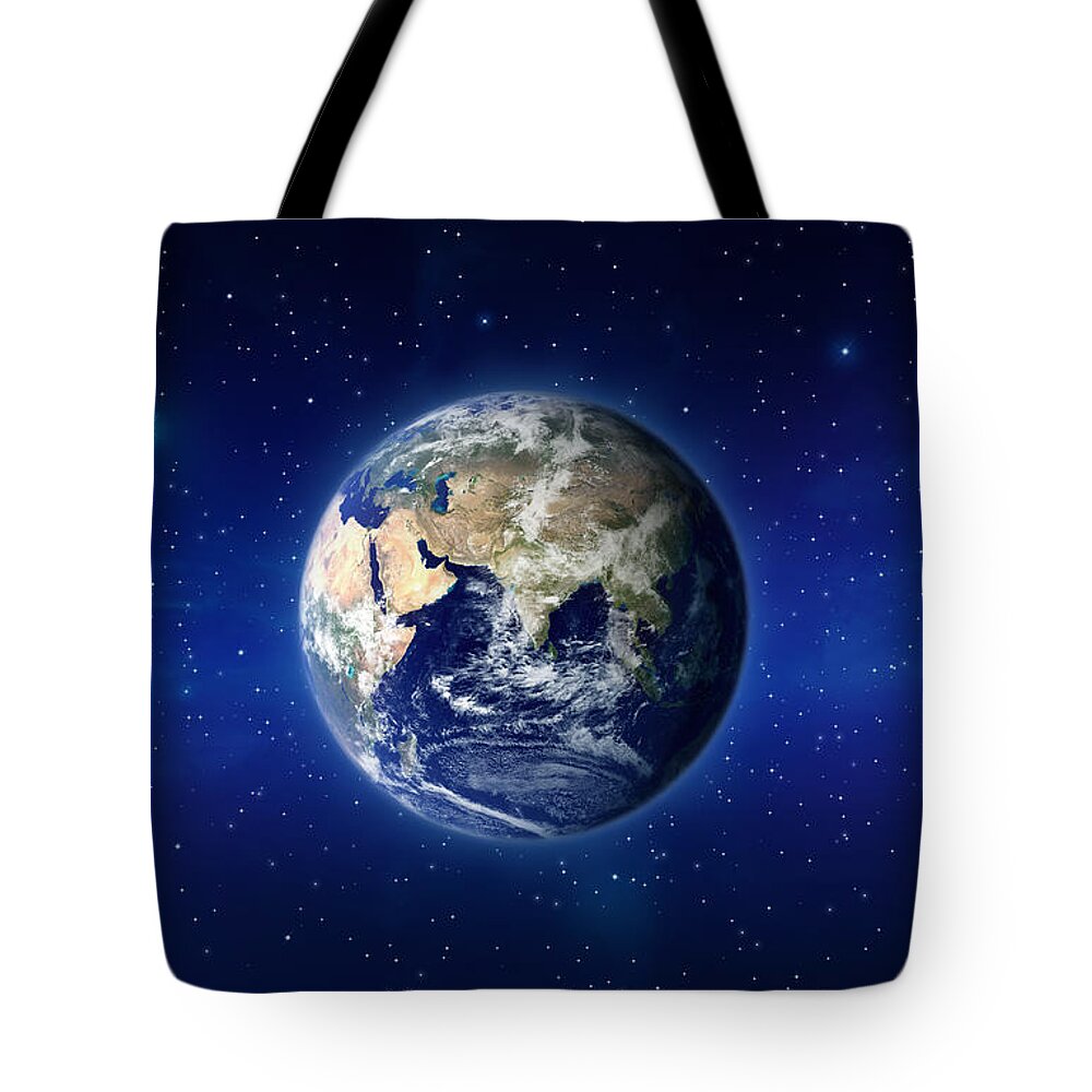 Constellation Tote Bag featuring the photograph Planet Earth In Universe by Narvikk