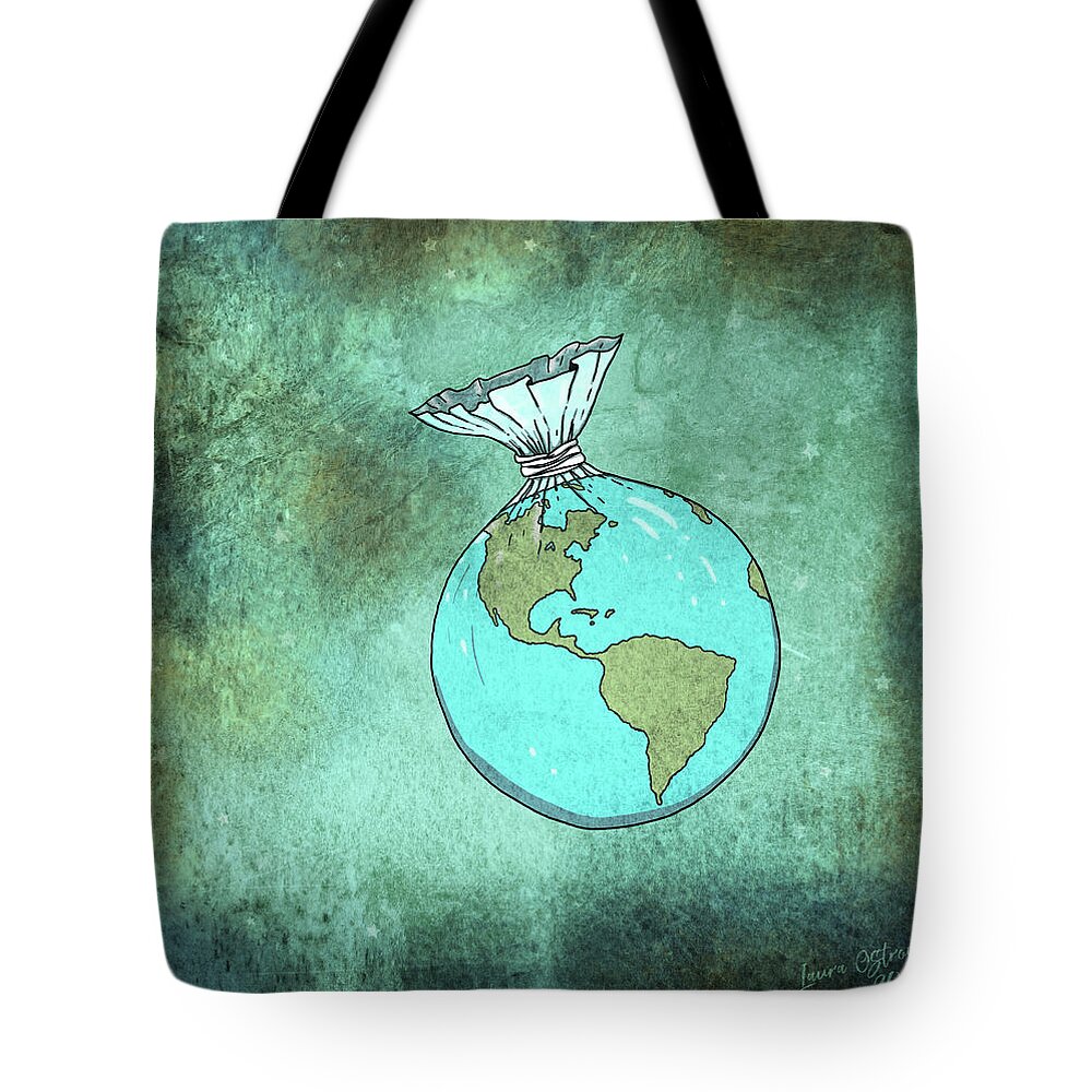 Plastic Planet Tote Bag featuring the digital art Plastic Planet by Laura Ostrowski